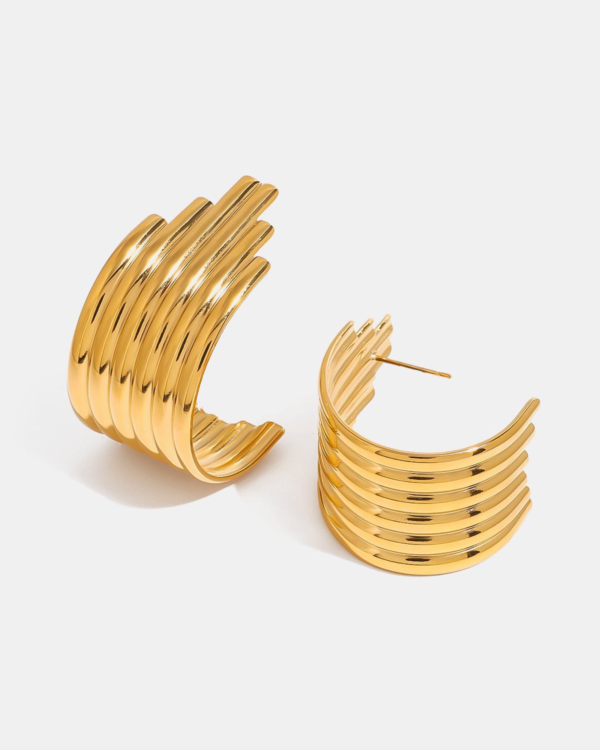 18K Gold-Plated Ribbed Earrings