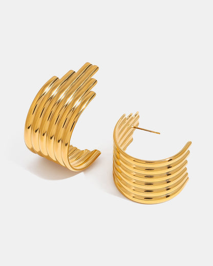 18K Gold-Plated Ribbed Earrings