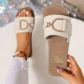 Open Toe Flats Sandals - PU leather flat sandals, view 1