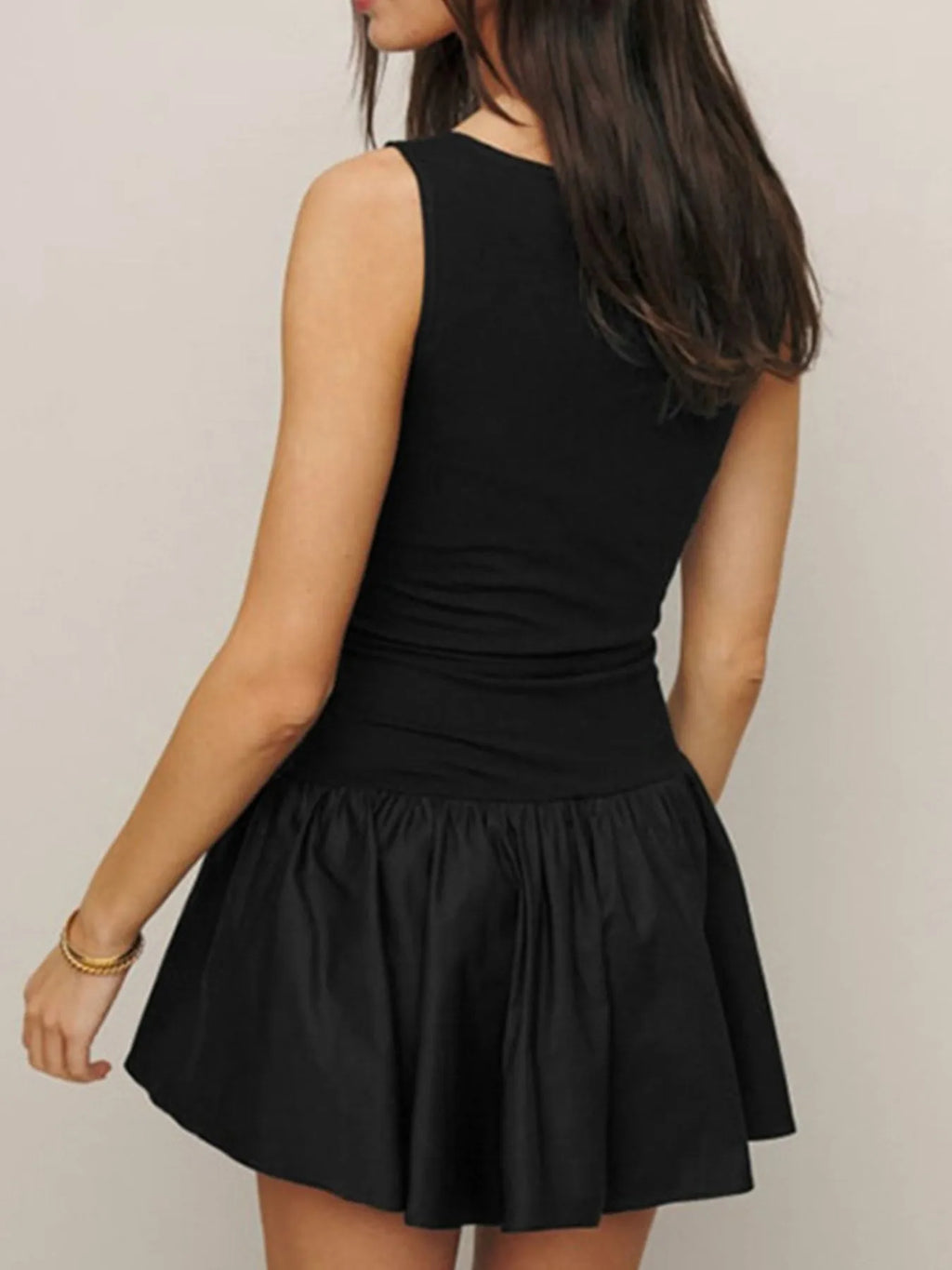 Sleeveless Ruched Mini Tank Dress - ruched tank mini dress, view 2