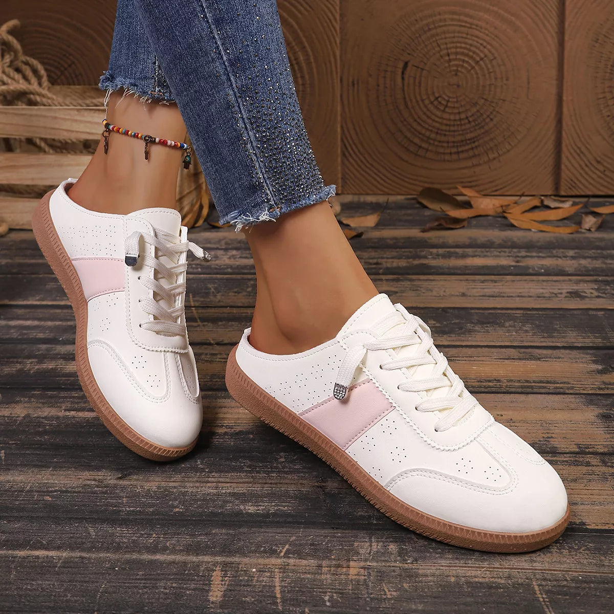 Round Toe Slip-Ons - PU leather round toe slip-on shoes, view 2
