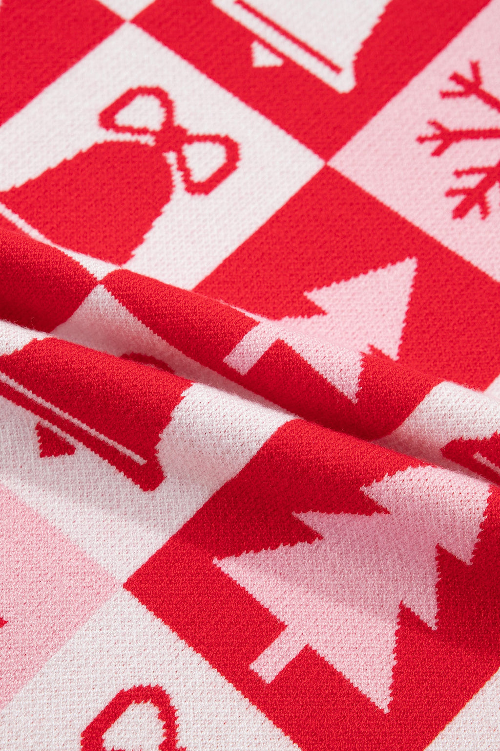 Christmas Checker Sweater in pink, side view