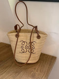Straw Bucket Shoulder Bag in Khaki - natural straw weave bucket silhouette
