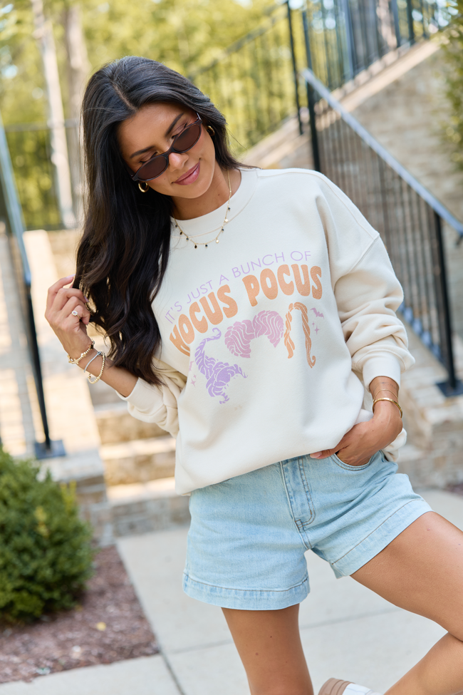Hocus Pocus Trio Cream Graphic Sweatshirt, front view