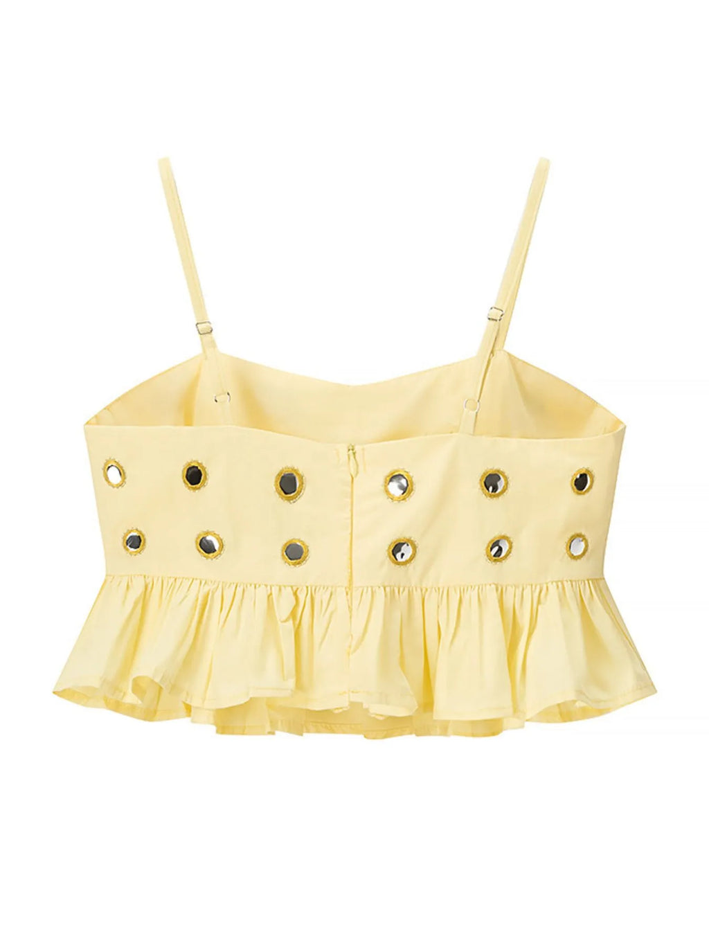 Eyelet Cami and Bubble Skirt Set - cutout ruffled two-piece set, view 4