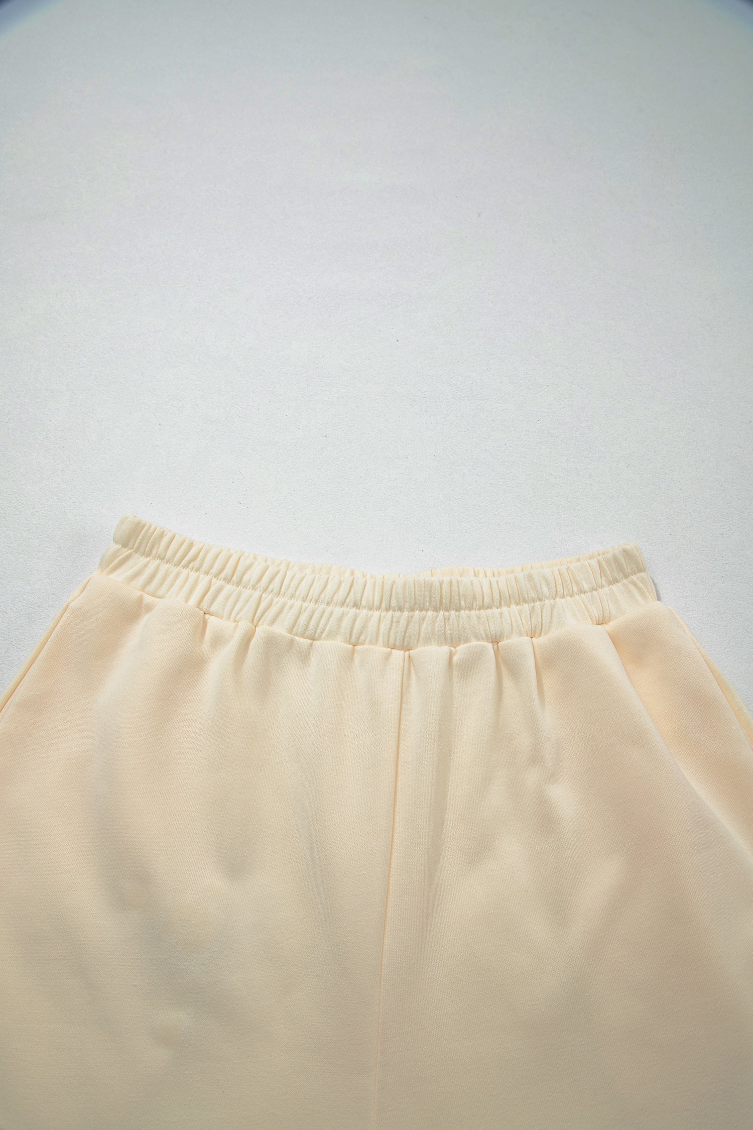Game Day crew neck sweatshirt and shorts set in Beige, close-up detail