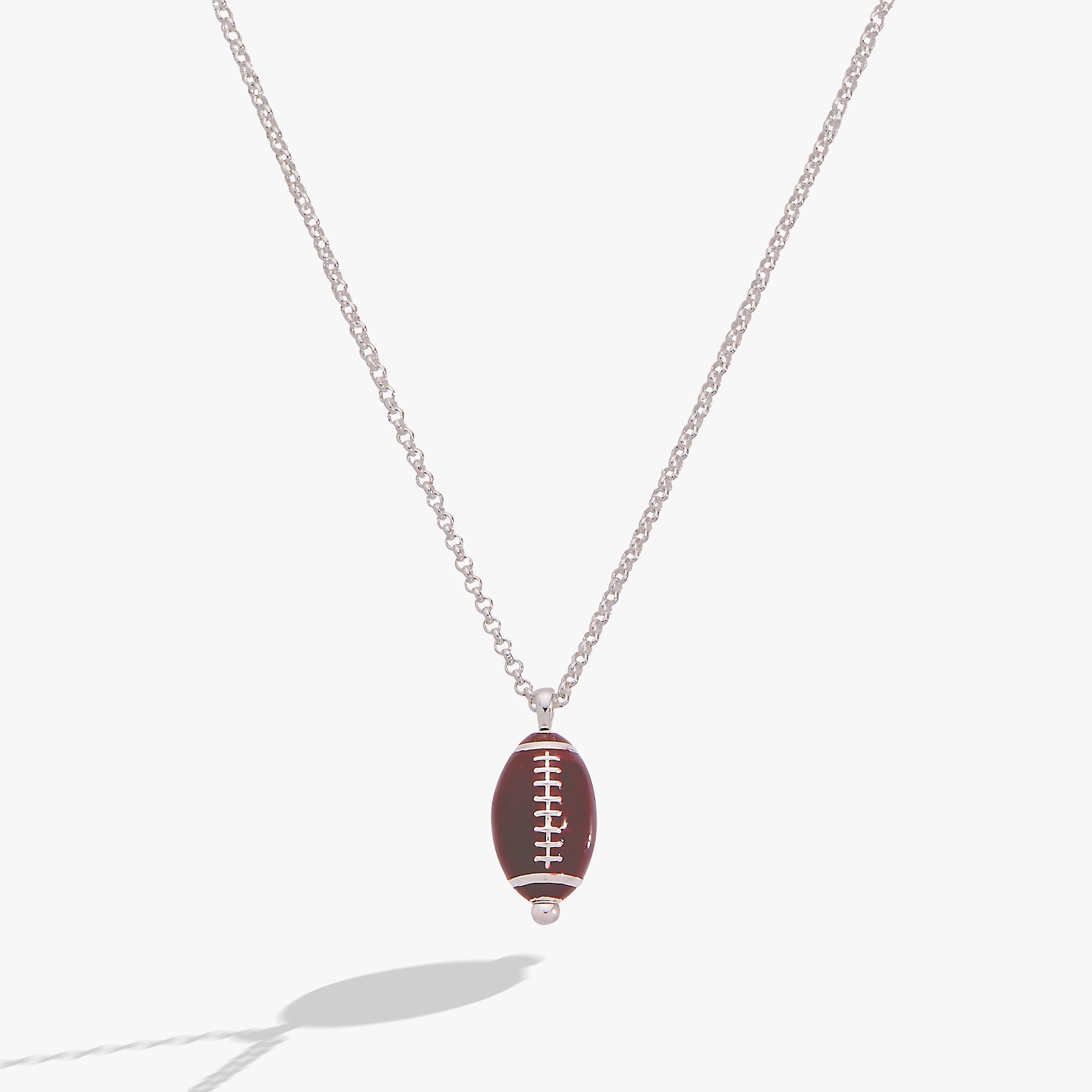 Football Spinner Pendant Necklace in Silver - spinning football charm pendant