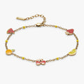 Fruit Inline Charm Anklet in Stainless Steel Gold - fruit charms on adjustable anklet