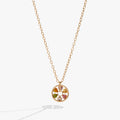 Heart Crystal Wheel Necklace in Gold - crystal heart wheel pendant on adjustable chain