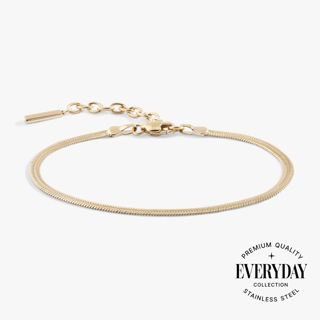 Everyday Herringbone Chain Bracelet in Stainless Steel Gold - classic herringbone chain bracelet