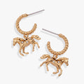 Horse Huggie Hoop Earrings in Gold - horse charm huggie hoop earrings