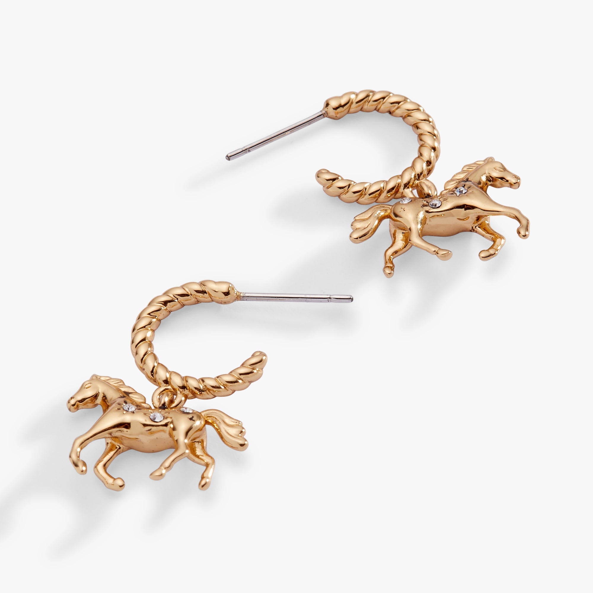 Horse Huggie Hoop Earrings - styled on model