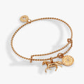Horse Rope Textured Charm Bangle in Gold - horse charm on rope textured bangle