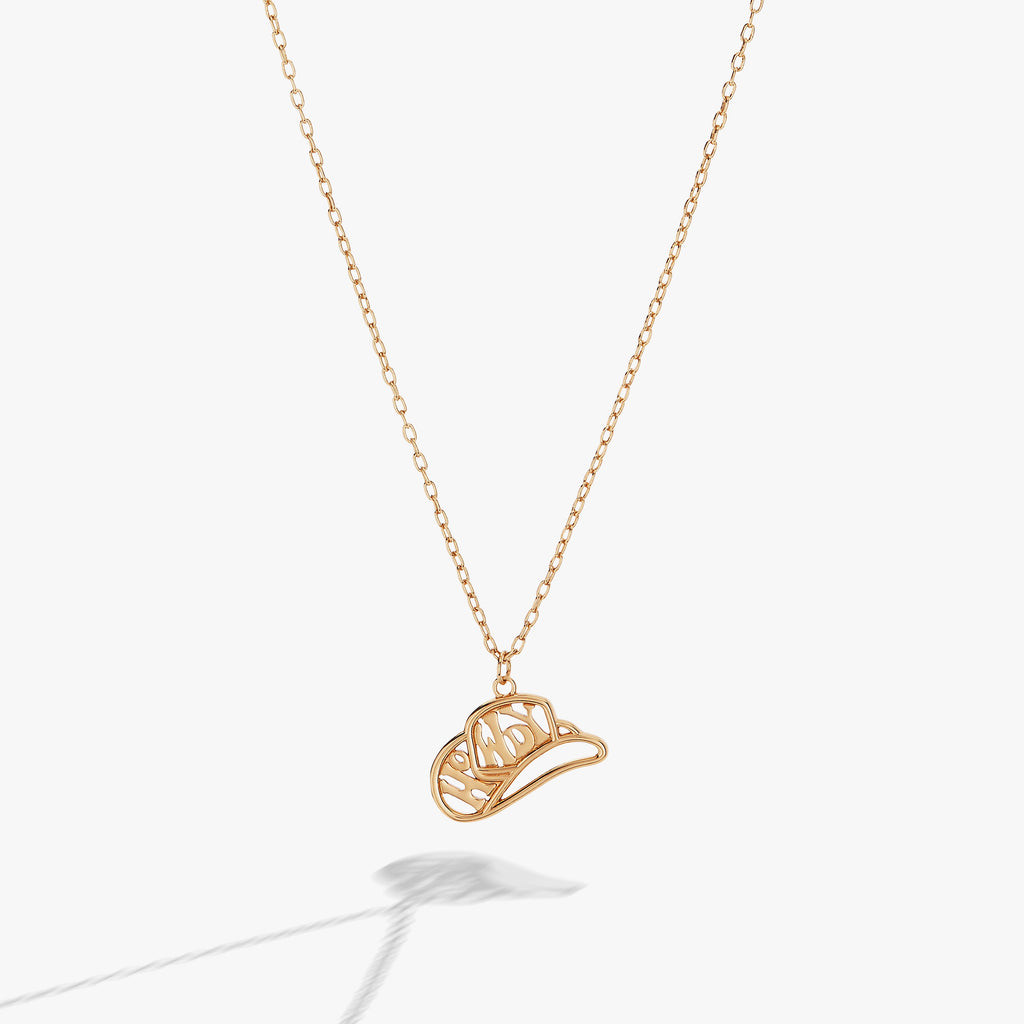 Howdy Necklace in Gold - HOWDY pendant on adjustable gold chain