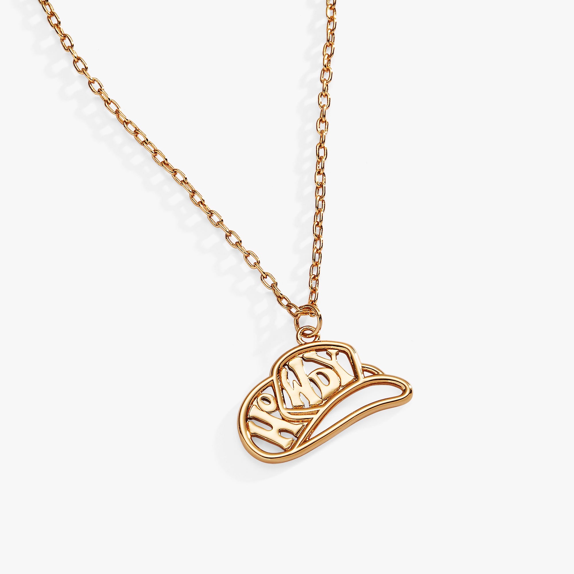 Howdy Necklace - close up of HOWDY pendant