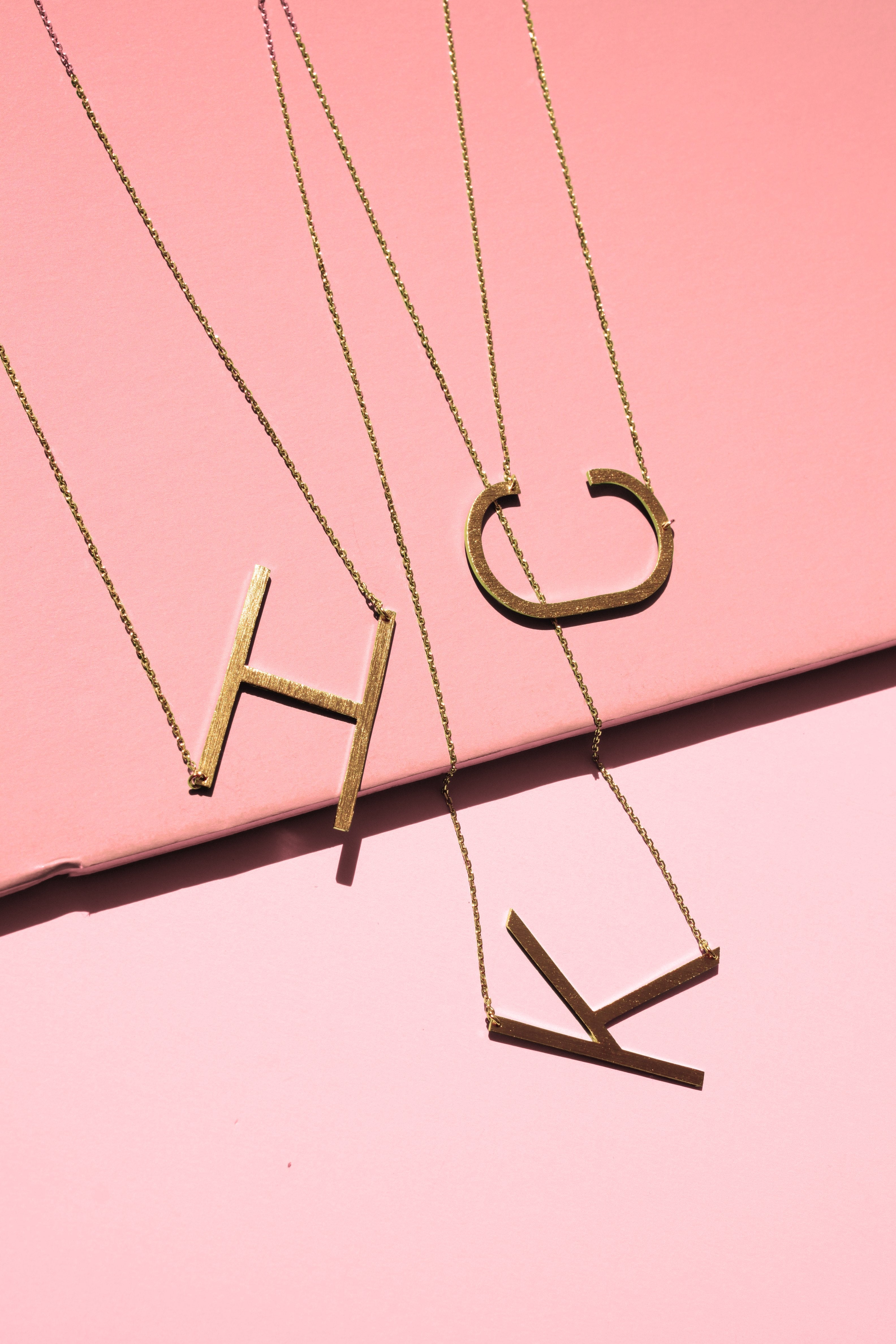 Monogram Collection Initial Necklace in Gold - personalized initial pendant on gold chain