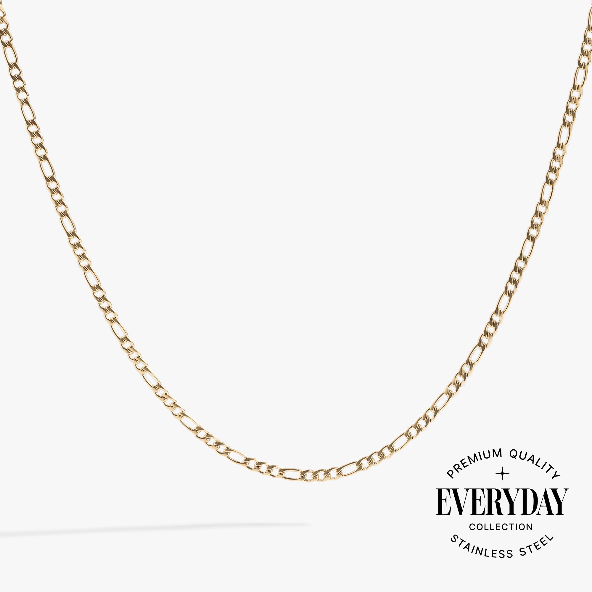 Figaro Charm and Layering Necklace in Stainless Steel Gold - figaro chain layering necklace