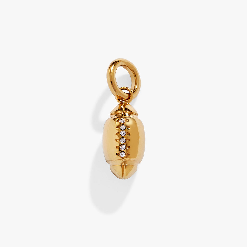 Football Interchangeable Charm in Stainless Steel Gold - football charm for huggie hoop