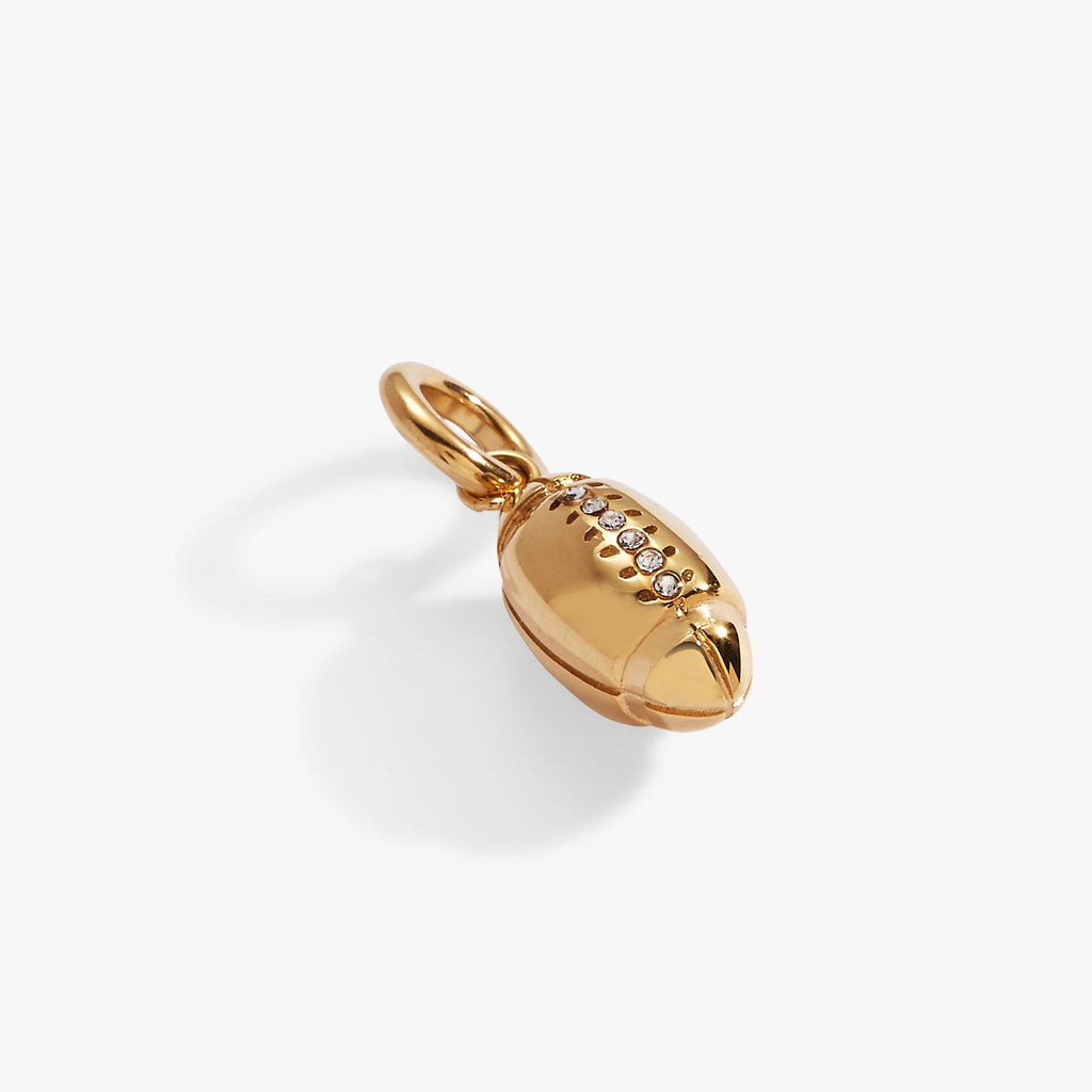 Football Interchangeable Charm - shown attached to huggie hoop earring