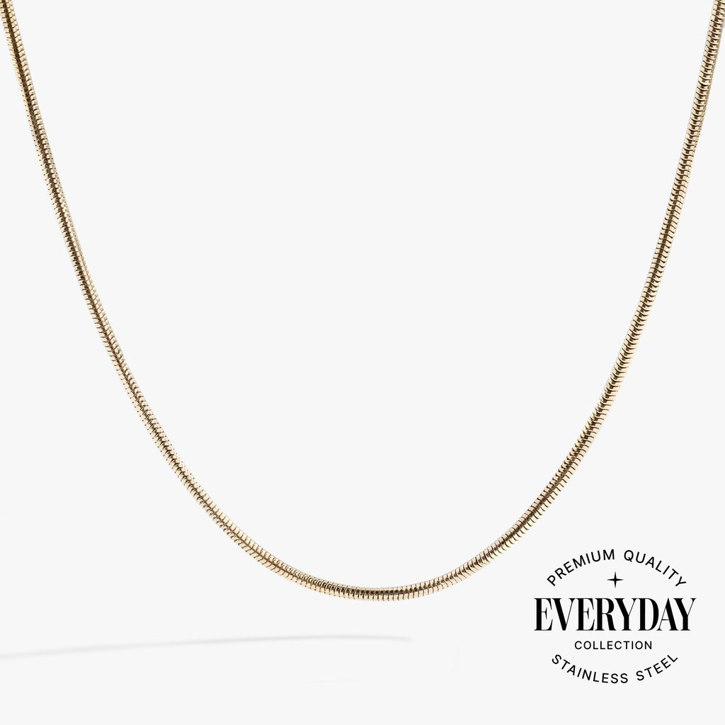 Round Herringbone Charm and Layering Necklace in Stainless Steel Silver