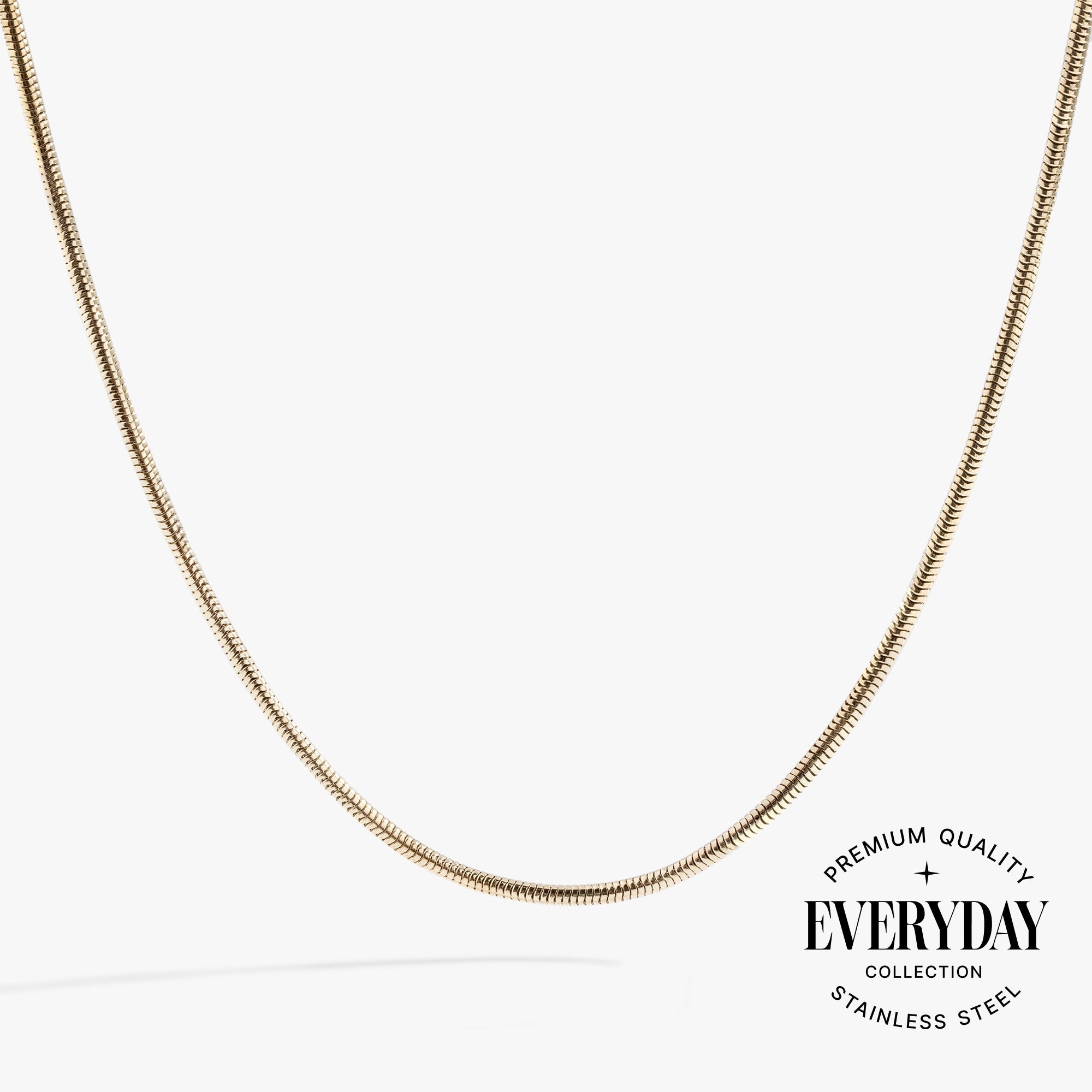 Round Herringbone Charm and Layering Necklace in Stainless Steel Silver