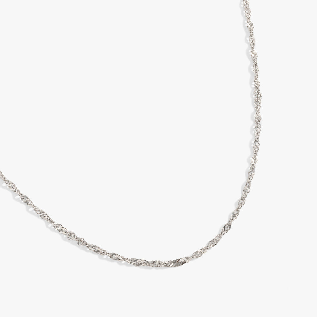Singapore Chain Charm and Layering Necklace in Stainless Steel Silver - singapore chain layering necklace