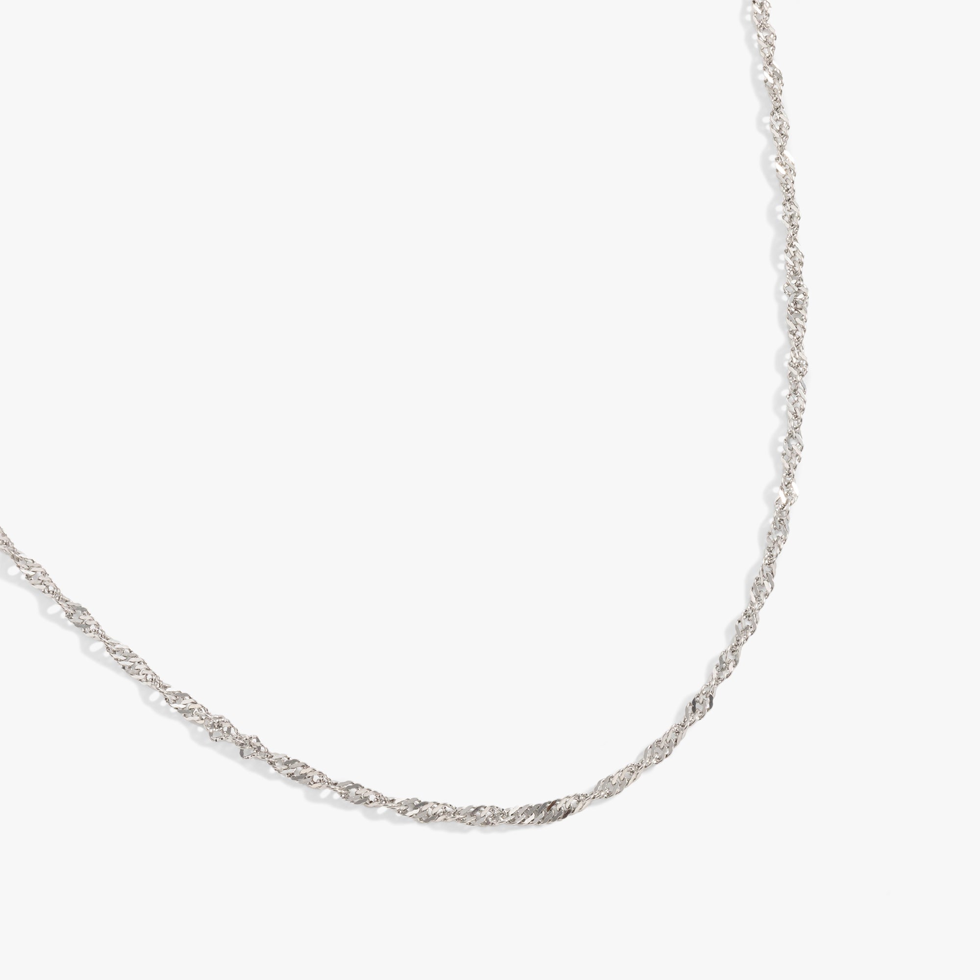 Singapore Chain Charm and Layering Necklace in Stainless Steel Silver - singapore chain layering necklace