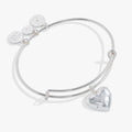Silver Metal Heart Charm Bangle in Silver - polished heart charm on silver bangle