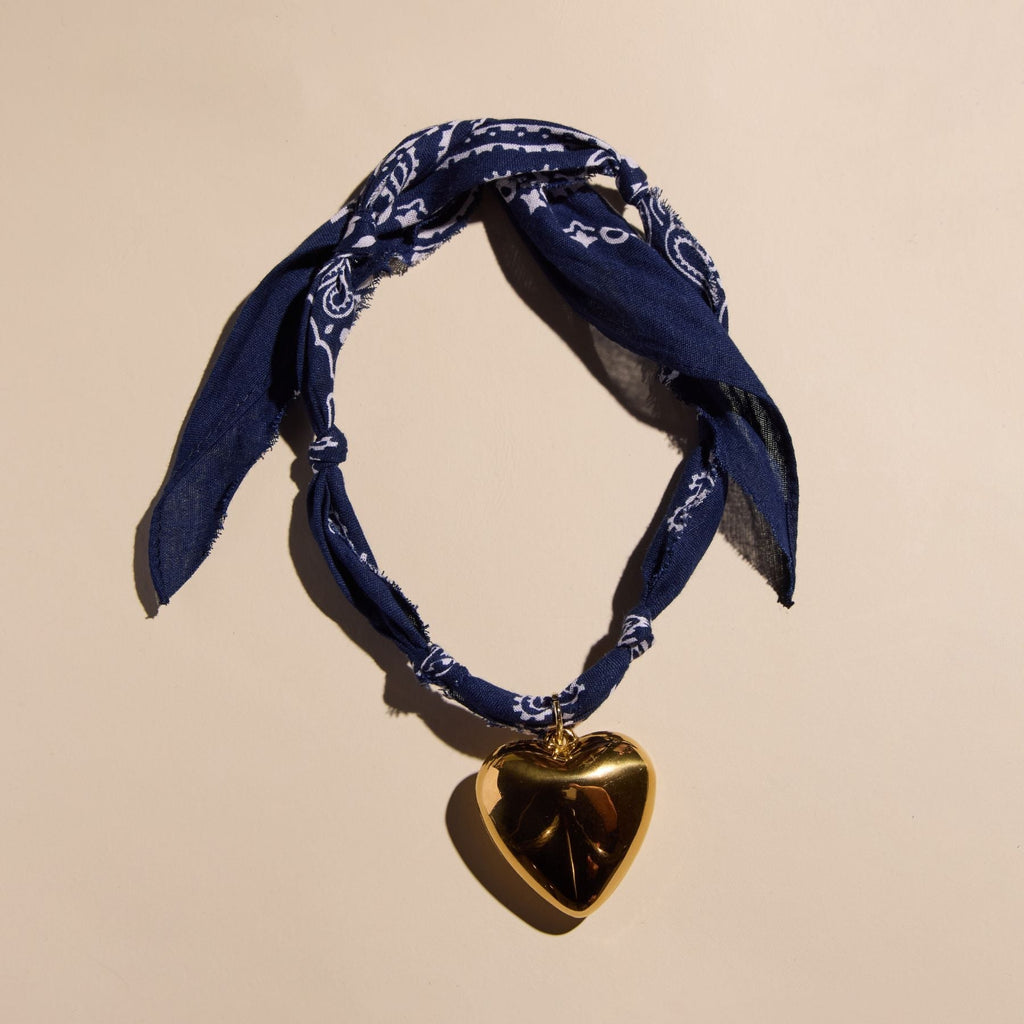 Navy Bandana Charm Necklace - soft navy tied bandana with charm options