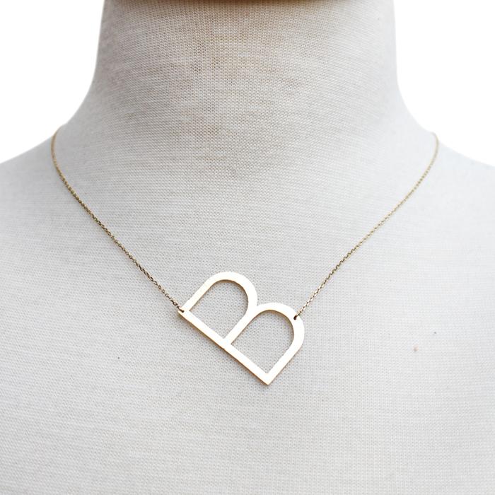 Monogram Collection Initial Necklace - close up of initial pendant detail