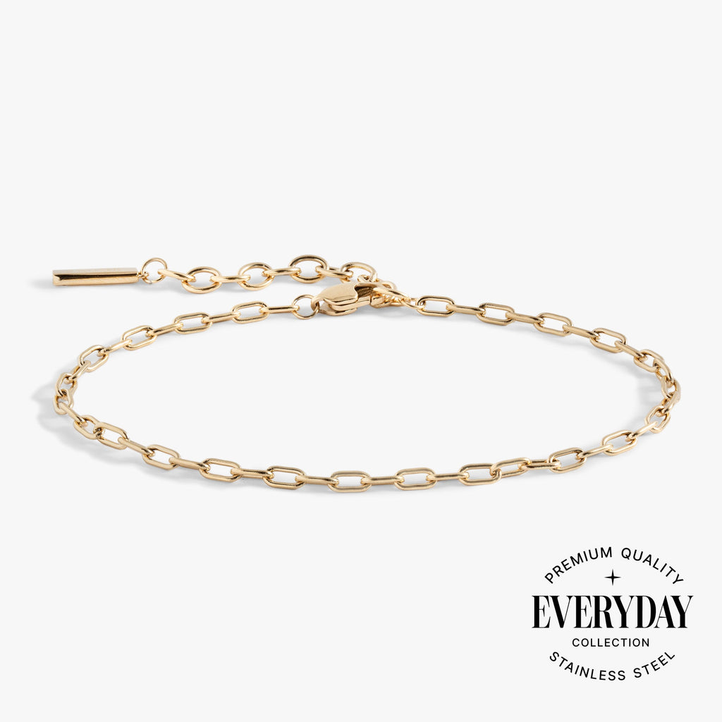 Everyday Paperclip Chain Bracelet in Stainless Steel Gold - classic paperclip chain bracelet