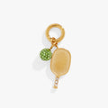 Pickleball Duo Interchangeable Charm in Stainless Steel Gold - pickleball charms for huggie hoop