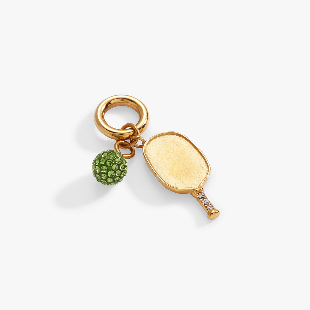 Pickleball Duo Interchangeable Charm - shown attached to huggie hoop earring