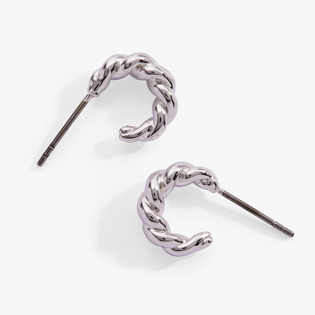 Puffy Rope Textured Huggie Hoop Earring - styled on model