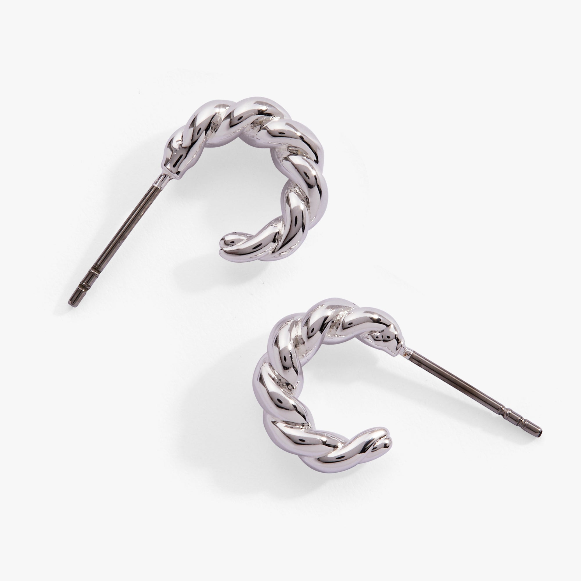 Puffy Rope Textured Huggie Hoop Earring - styled on model