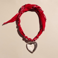 Red Bandana Charm Necklace with clippable heart charm