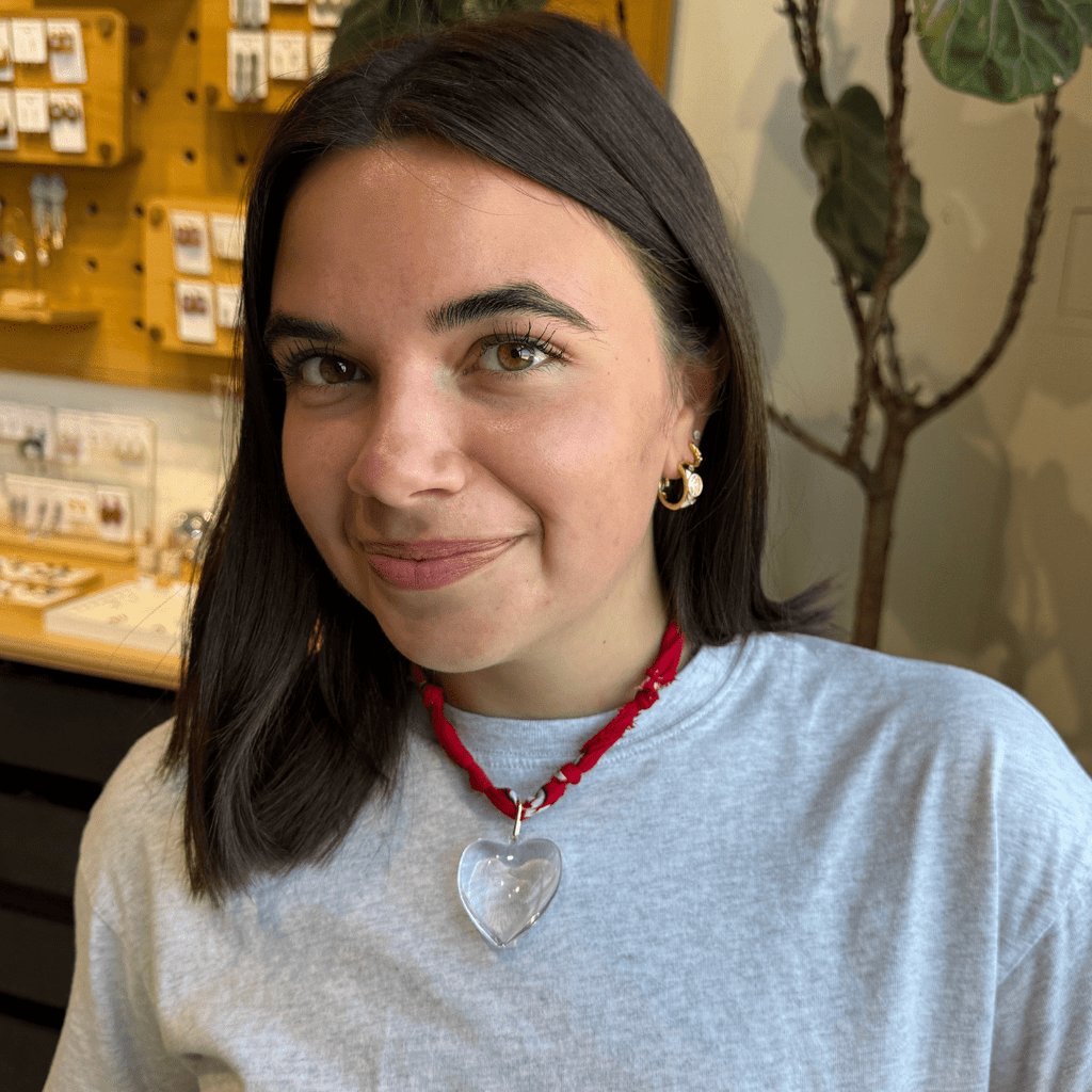 Red Bandana Charm Necklace with clippable heart charm