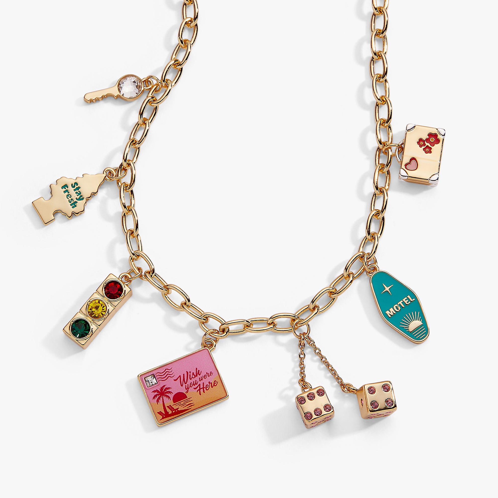 Road Trip Multi-Charm Necklace - styled on model